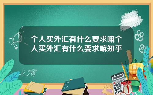 个人买外汇有什么要求嘛个人买外汇有什么要求嘛知乎