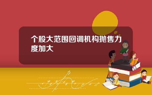 个股大范围回调机构抛售力度加大
