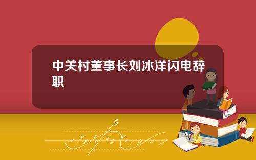 中关村董事长刘冰洋闪电辞职