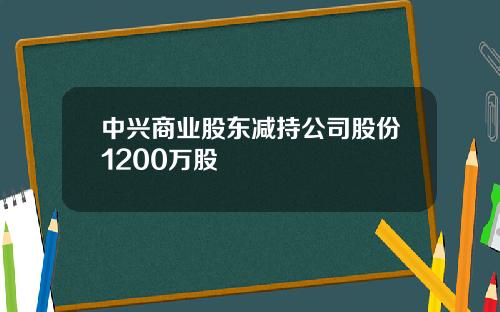 中兴商业股东减持公司股份1200万股