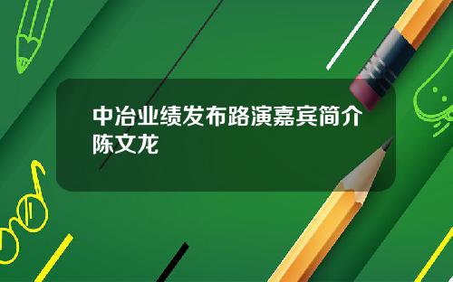 中冶业绩发布路演嘉宾简介陈文龙