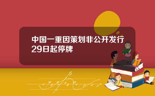 中国一重因策划非公开发行29日起停牌