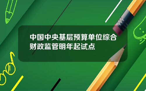 中国中央基层预算单位综合财政监管明年起试点