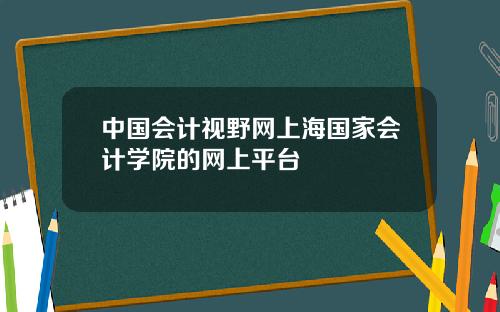 中国会计视野网上海国家会计学院的网上平台