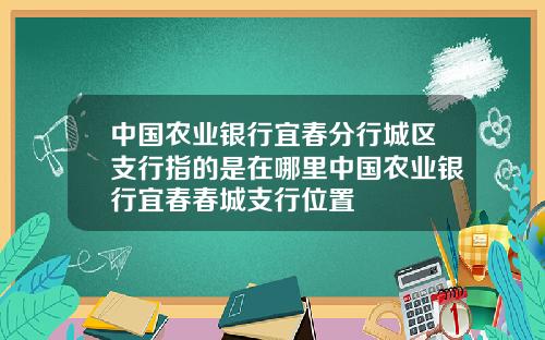 中国农业银行宜春分行城区支行指的是在哪里中国农业银行宜春春城支行位置