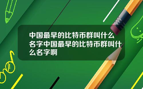 中国最早的比特币群叫什么名字中国最早的比特币群叫什么名字啊