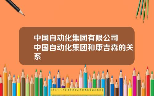 中国自动化集团有限公司 中国自动化集团和康吉森的关系