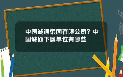 中国诚通集团有限公司？中国诚通下属单位有哪些