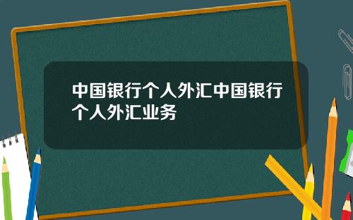 中国银行个人外汇中国银行个人外汇业务