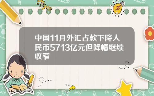 中国11月外汇占款下降人民币5713亿元但降幅继续收窄