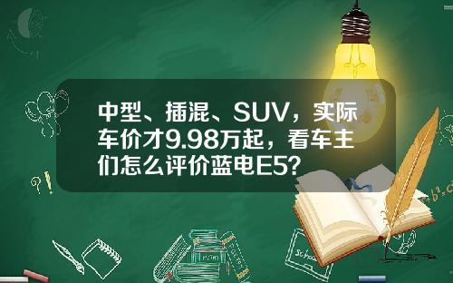 中型、插混、SUV，实际车价才9.98万起，看车主们怎么评价蓝电E5？