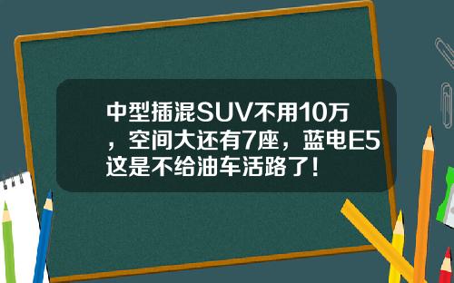 中型插混SUV不用10万，空间大还有7座，蓝电E5这是不给油车活路了！