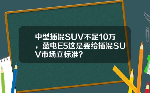 中型插混SUV不足10万，蓝电E5这是要给插混SUV市场立标准？