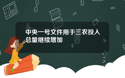 中央一号文件用于三农投入总量继续增加