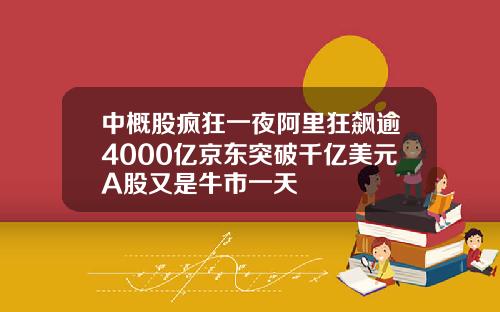 中概股疯狂一夜阿里狂飙逾4000亿京东突破千亿美元A股又是牛市一天