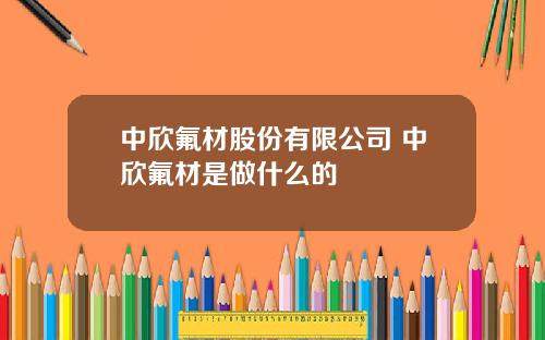 中欣氟材股份有限公司 中欣氟材是做什么的