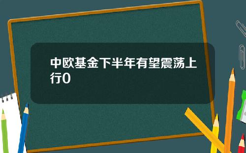 中欧基金下半年有望震荡上行0