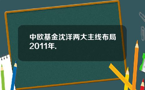 中欧基金沈洋两大主线布局2011年.