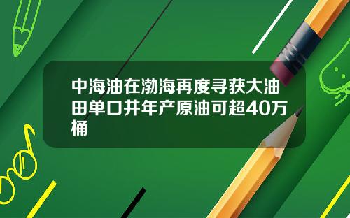 中海油在渤海再度寻获大油田单口井年产原油可超40万桶