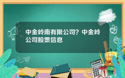中金岭南有限公司？中金岭公司股票信息