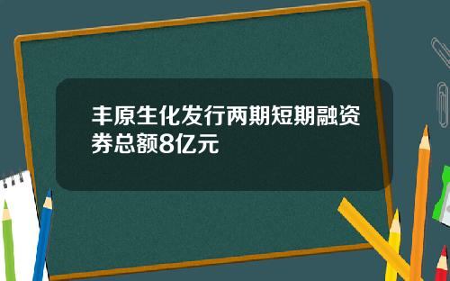 丰原生化发行两期短期融资券总额8亿元 丰原生化发行两期短期融资券总额8亿元
