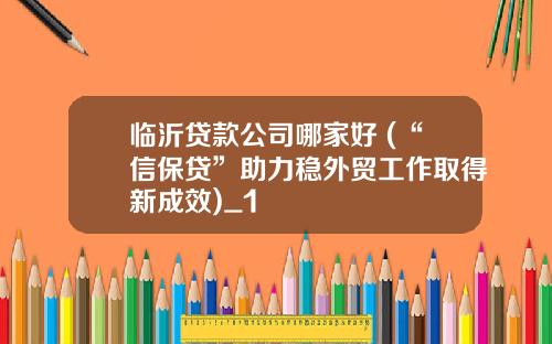 临沂贷款公司哪家好 (“信保贷”助力稳外贸工作取得新成效)_1