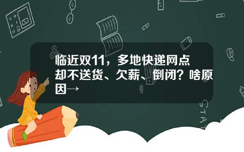 临近双11，多地快递网点却不送货、欠薪、倒闭？啥原因→