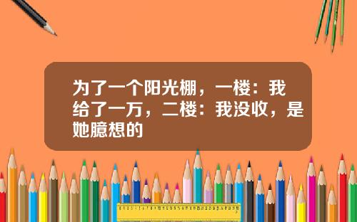 为了一个阳光棚，一楼：我给了一万，二楼：我没收，是她臆想的