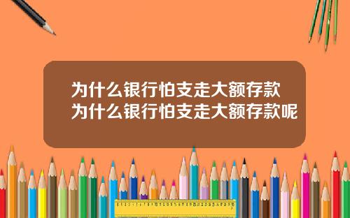 为什么银行怕支走大额存款为什么银行怕支走大额存款呢