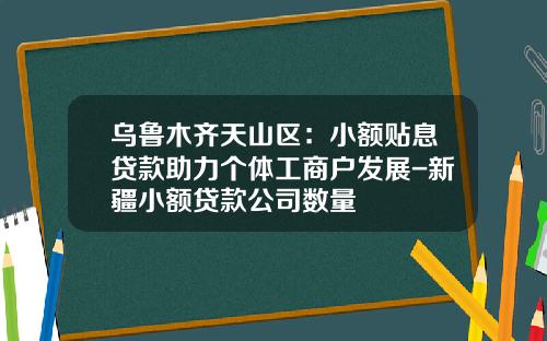 乌鲁木齐天山区：小额贴息贷款助力个体工商户发展-新疆小额贷款公司数量
