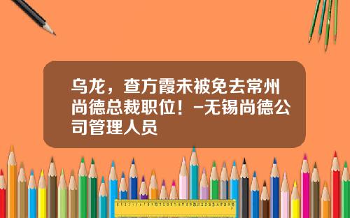 乌龙，查方霞未被免去常州尚德总裁职位！-无锡尚德公司管理人员