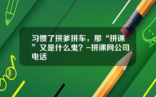 习惯了拼爹拼车，那“拼课”又是什么鬼？-拼课网公司电话