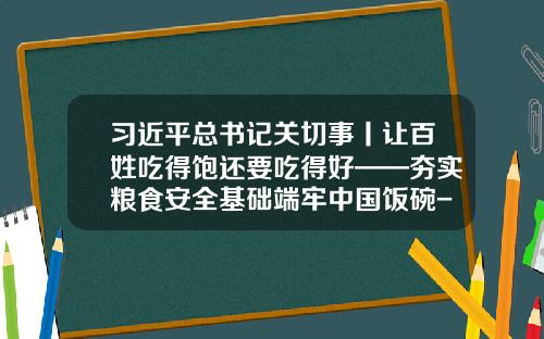 习近平总书记关切事丨让百姓吃得饱还要吃得好——夯实粮食安全基础端牢中国饭碗-山西格林贸易有限公司