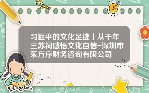 习近平的文化足迹丨从千年三苏祠感悟文化自信-深圳市东方序财务咨询有限公司