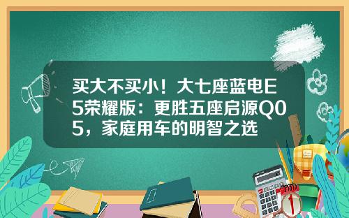 买大不买小！大七座蓝电E5荣耀版：更胜五座启源Q05，家庭用车的明智之选