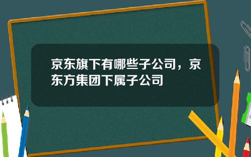 京东旗下有哪些子公司，京东方集团下属子公司