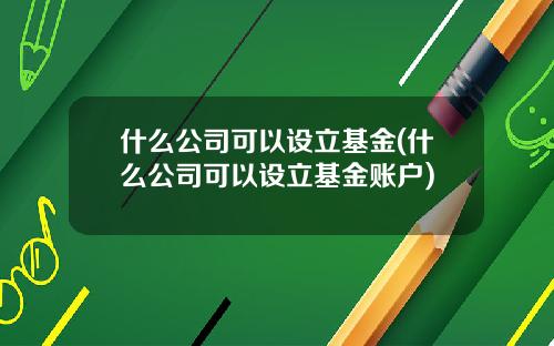 什么公司可以设立基金(什么公司可以设立基金账户)