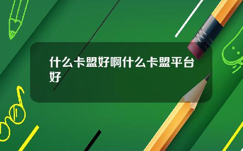 什么卡盟好啊什么卡盟平台好