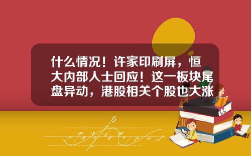 什么情况！许家印刷屏，恒大内部人士回应！这一板块尾盘异动，港股相关个股也大涨-许家印股票资讯
