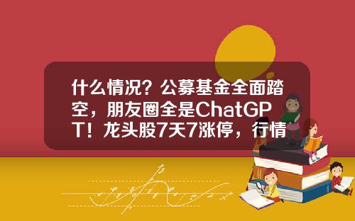 什么情况？公募基金全面踏空，朋友圈全是ChatGPT！龙头股7天7涨停，行情还能走多远？基金经理发声-踏空基金