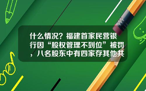 什么情况？福建首家民营银行因“股权管理不到位”被罚，八名股东中有四家存其他共同投资-公司银行贷款小股东不同意
