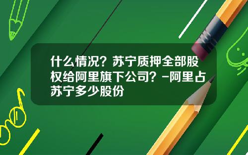 什么情况？苏宁质押全部股权给阿里旗下公司？-阿里占苏宁多少股份