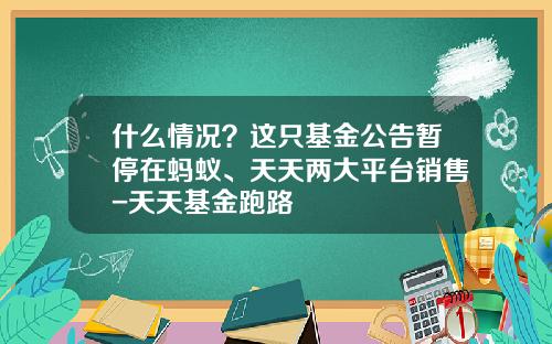 什么情况？这只基金公告暂停在蚂蚁、天天两大平台销售-天天基金跑路