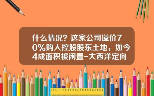 什么情况？这家公司溢价70%购入控股股东土地，如今4成面积被闲置-大西洋定向增发多少钱一股