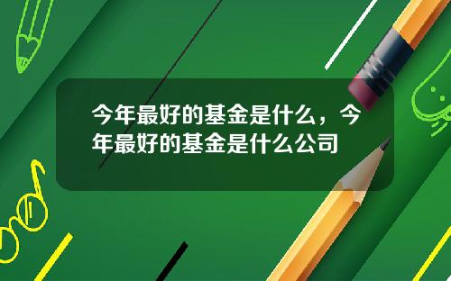 今年最好的基金是什么，今年最好的基金是什么公司