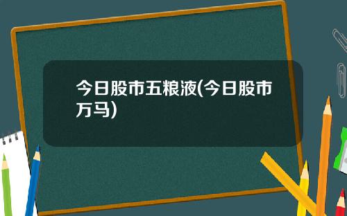 今日股市五粮液(今日股市万马)