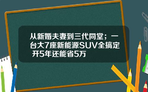 从新婚夫妻到三代同堂；一台大7座新能源SUV全搞定 开5年还能省5万