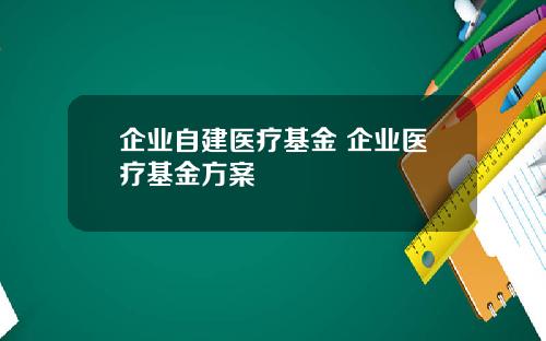 企业自建医疗基金 企业医疗基金方案