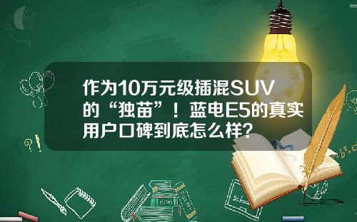 作为10万元级插混SUV的“独苗”！蓝电E5的真实用户口碑到底怎么样？