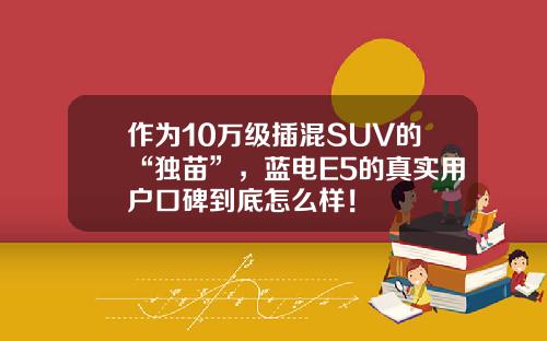 作为10万级插混SUV的“独苗”，蓝电E5的真实用户口碑到底怎么样！